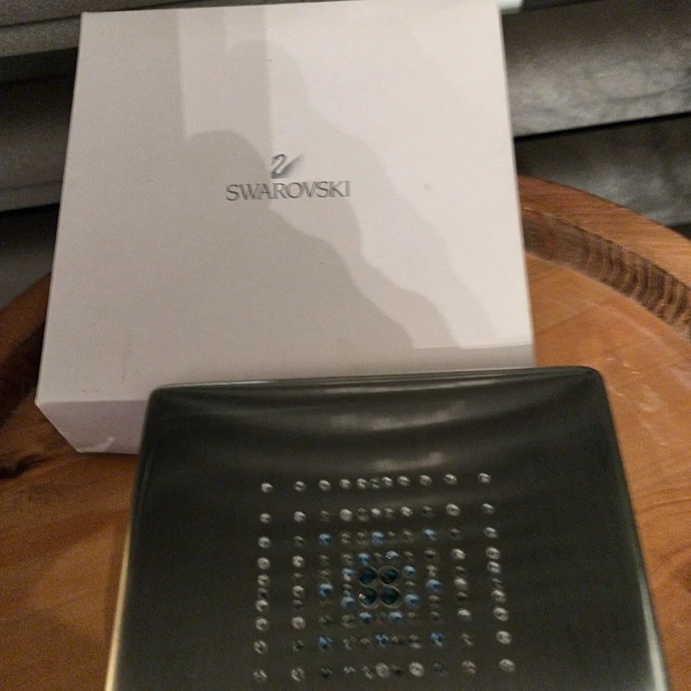 Swarovski Jeweled Brushed Finish Silver Box with Velvet Lining New In Giftbox